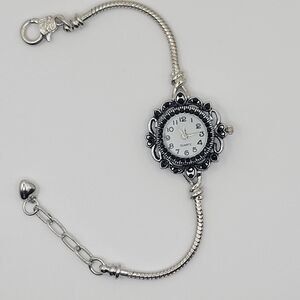 Elegant Silver Pink & Black Crystals (choose)  Women's Watch 8"